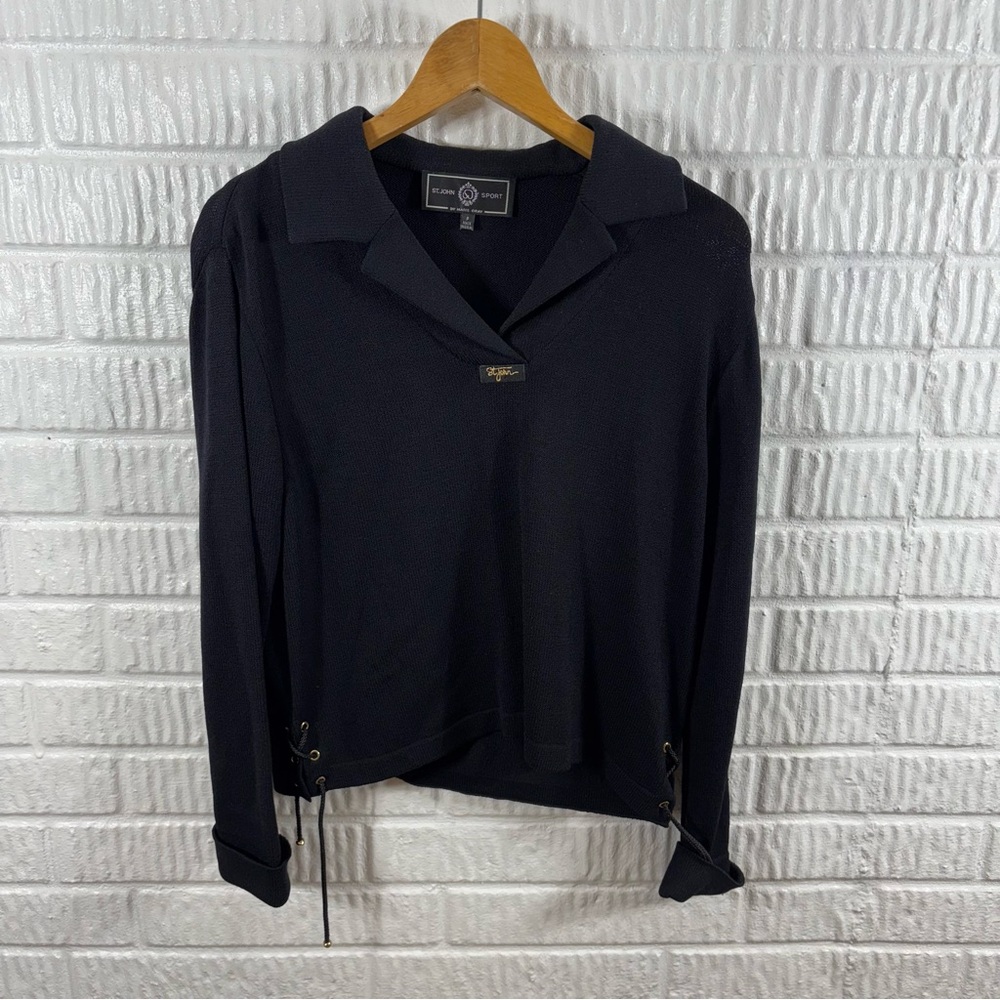 St. John Sport Sweater Logo Lace Up Santana P